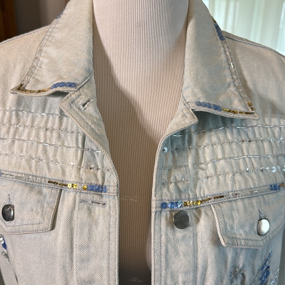 Together Brand Denim Jacket With Sequin Appliqu S… - image 5